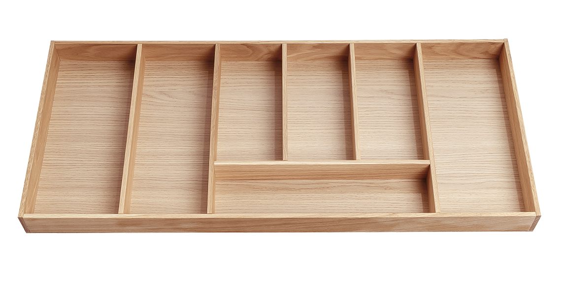 Besteckeinsatz - Massivholz - für Korpustiefe 46 cm und Schrankbreite 90 cm - Eiche-natur