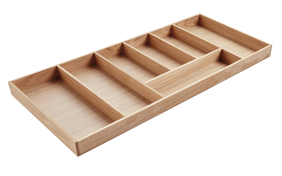 Besteckeinsatz - Massivholz - für Korpustiefe 46 cm und Schrankbreite 90 cm - Eiche-natur