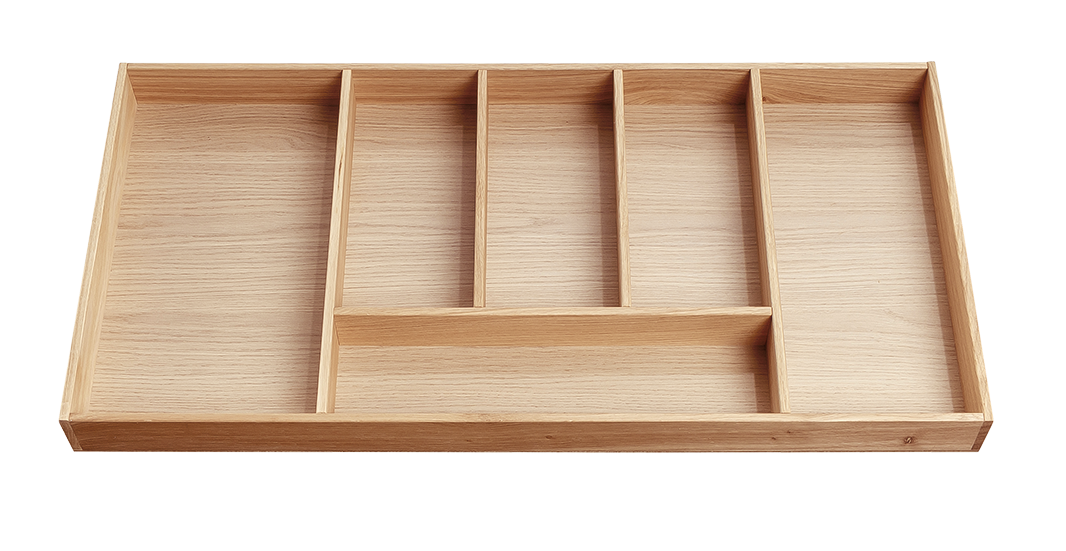 Besteckeinsatz - Massivholz - für Korpustiefe 46 cm und Schrankbreite 80cm - Eiche-natur