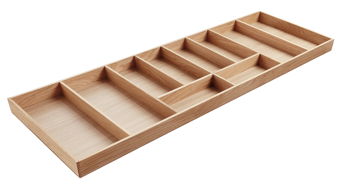 Besteckeinsatz - Massivholz - für Korpustiefe 46 cm und Schrankbreite 120 cm - Eiche-natur