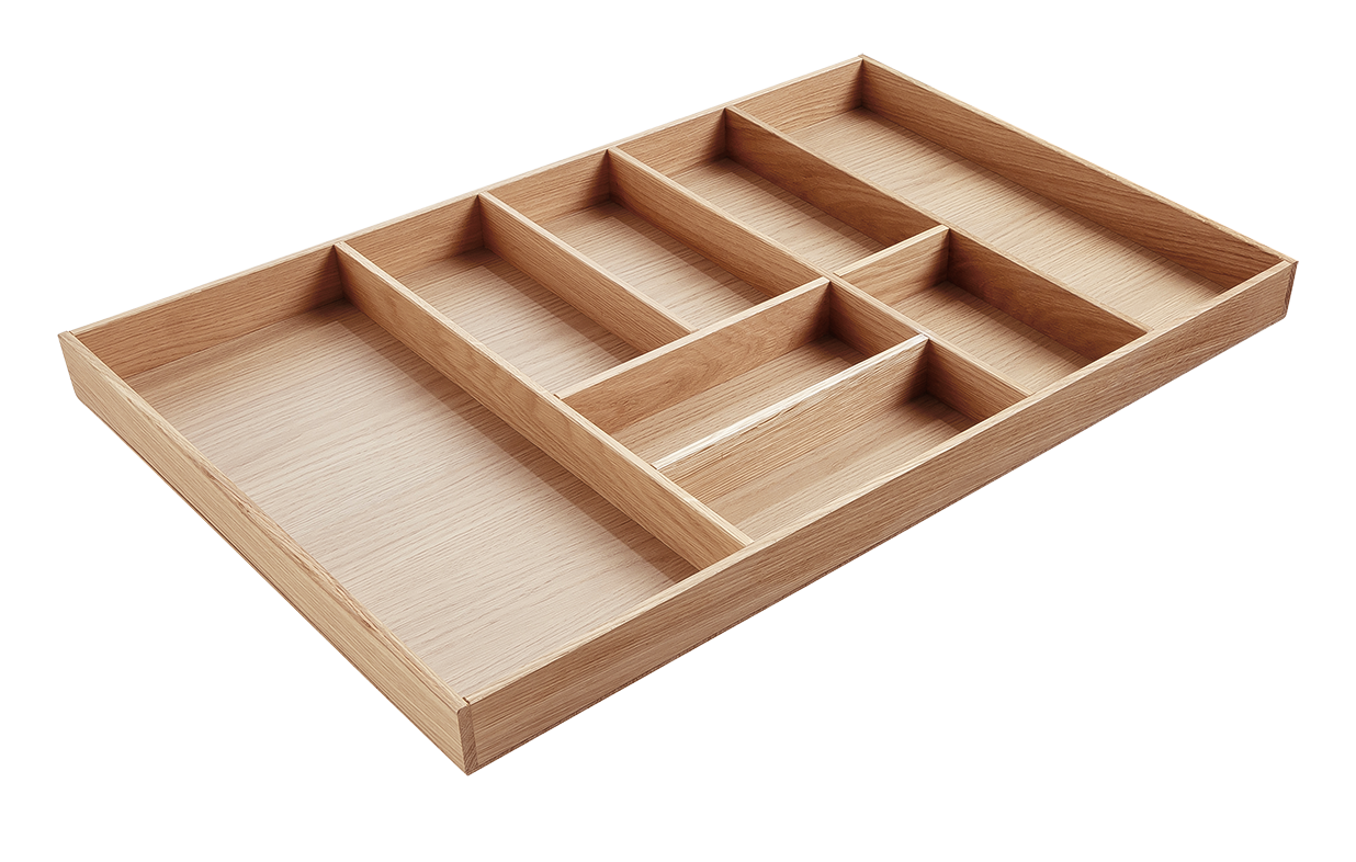 Besteckeinsatz - Massivholz - für Korpustiefe 56 cm und Schrankbreite 80 cm - Eiche-natur
