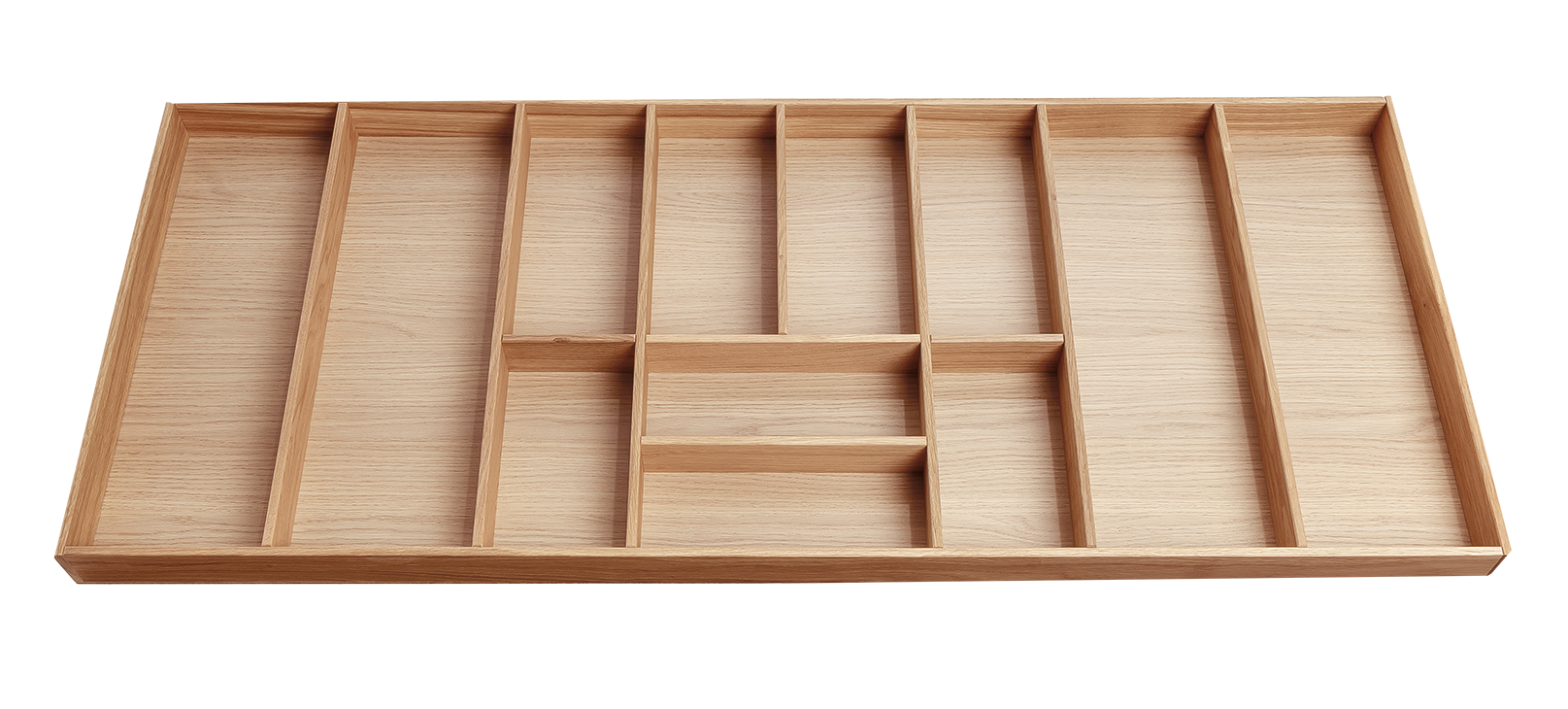 Besteckeinsatz - Massivholz - für Korpustiefe 56 cm und Schrankbreite 120 cm - Eiche-natur