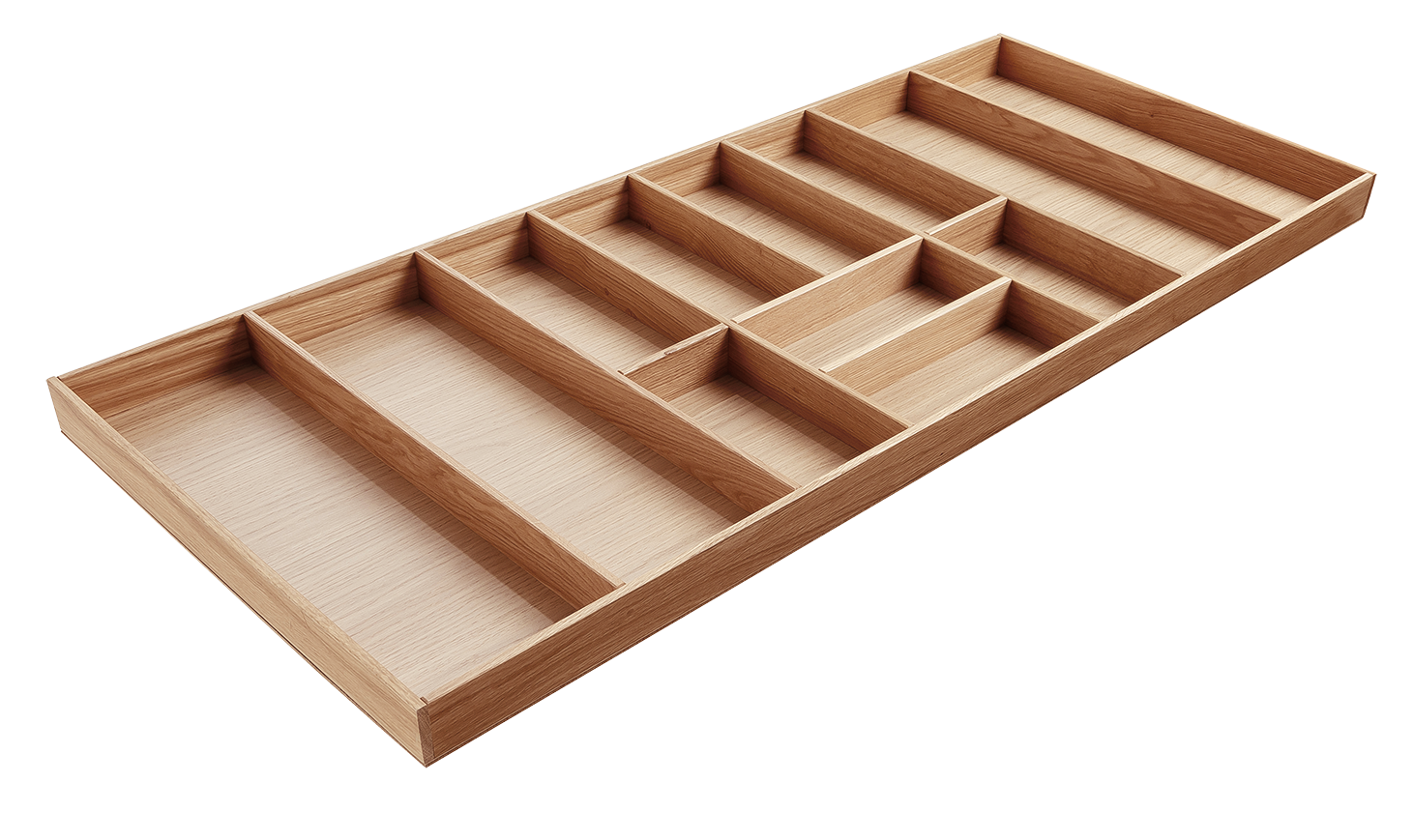 Besteckeinsatz - Massivholz - für Korpustiefe 56 cm und Schrankbreite 120 cm - Eiche-natur