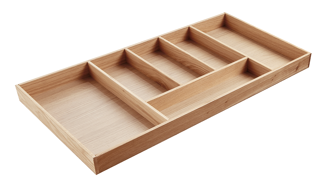 Besteckeinsatz - Massivholz - für Korpustiefe 46 cm und Schrankbreite 80cm - Eiche-natur