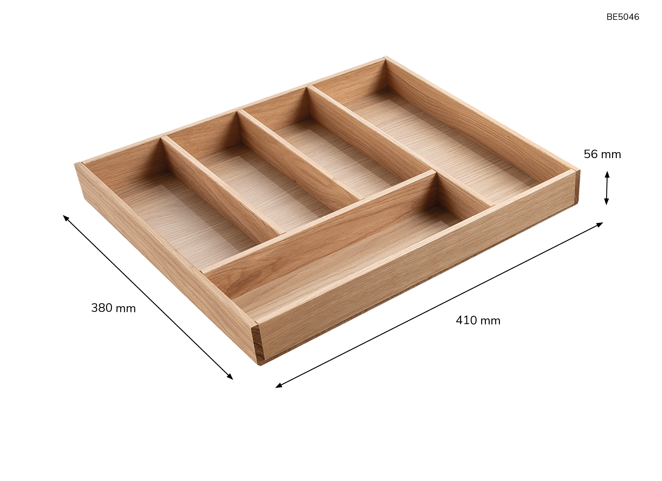 Besteckeinsatz - Massivholz - für Korpustiefe 46 cm und Schrankbreite 50 cm - Eiche-natur