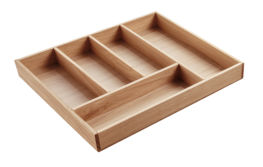 Besteckeinsatz - Massivholz - für Korpustiefe 46 cm und Schrankbreite 50 cm - Eiche-natur