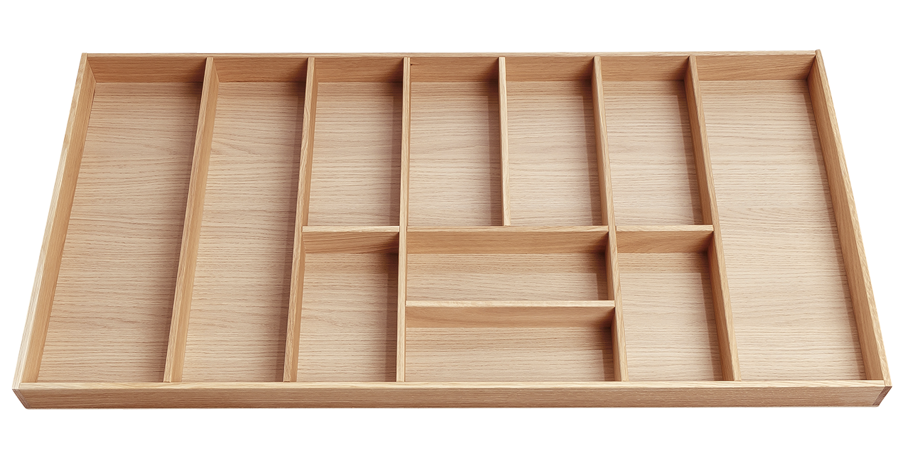 Besteckeinsatz - Massivholz - für Korpustiefe 56 cm und Schrankbreite 100 cm - Eiche-natur