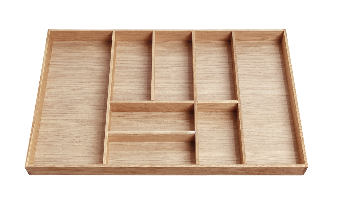 Besteckeinsatz - Massivholz - für Korpustiefe 56 cm und Schrankbreite 80 cm - Eiche-natur