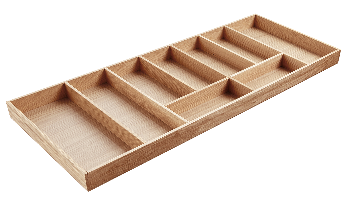 Besteckeinsatz - Massivholz - für Korpustiefe 46 cm und Schrankbreite 100 cm - Eiche-natur