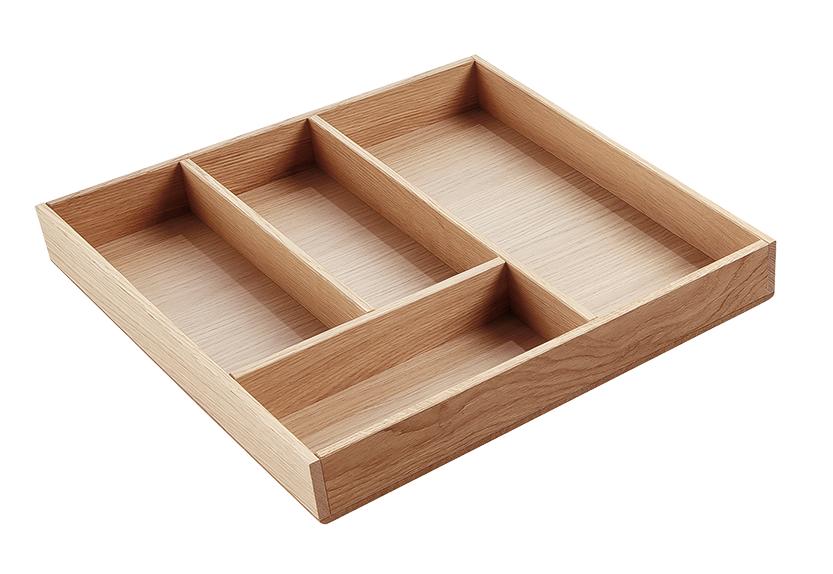 Besteckeinsatz - Massivholz - für Korpustiefe 46 cm und Schrankbreite 45 cm - Eiche-natur