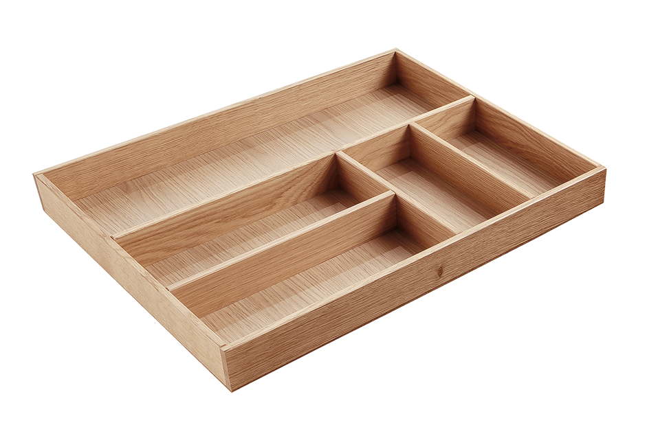 Besteckeinsatz - Massivholz - für Korpustiefe 56 cm und Schrankbreite 45 cm - Eiche-natur