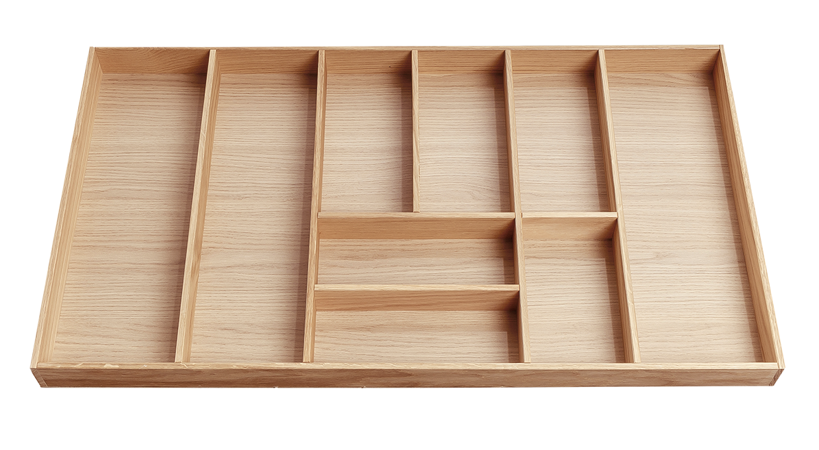 Besteckeinsatz - Massivholz - für Korpustiefe 56 cm und Schrankbreite 90 cm - Eiche-natur