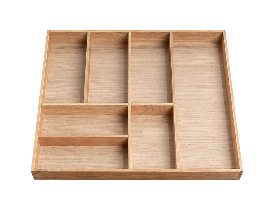 Besteckeinsatz - Massivholz - für Korpustiefe 56 cm und Schrankbreite 60 cm - Eiche-natur
