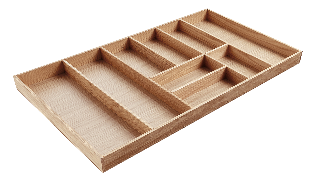 Besteckeinsatz - Massivholz - für Korpustiefe 56 cm und Schrankbreite 90 cm - Eiche-natur