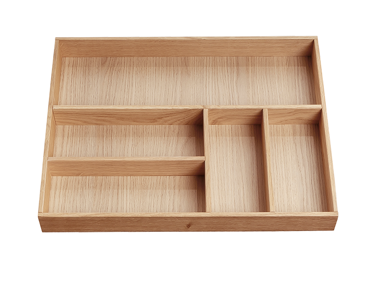 Besteckeinsatz - Massivholz - für Korpustiefe 56 cm und Schrankbreite 45 cm - Eiche-natur