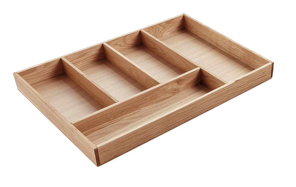 Besteckeinsatz - Massivholz - für Korpustiefe 46 cm und Schrankbreite 60 cm - Eiche-natur