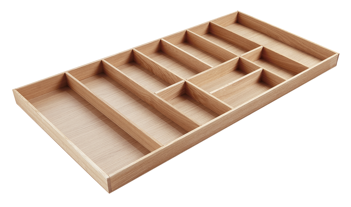 Besteckeinsatz - Massivholz - für Korpustiefe 56 cm und Schrankbreite 100 cm - Eiche-natur