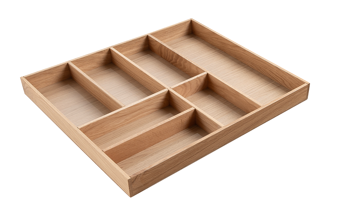 Besteckeinsatz - Massivholz - für Korpustiefe 56 cm und Schrankbreite 60 cm - Eiche-natur