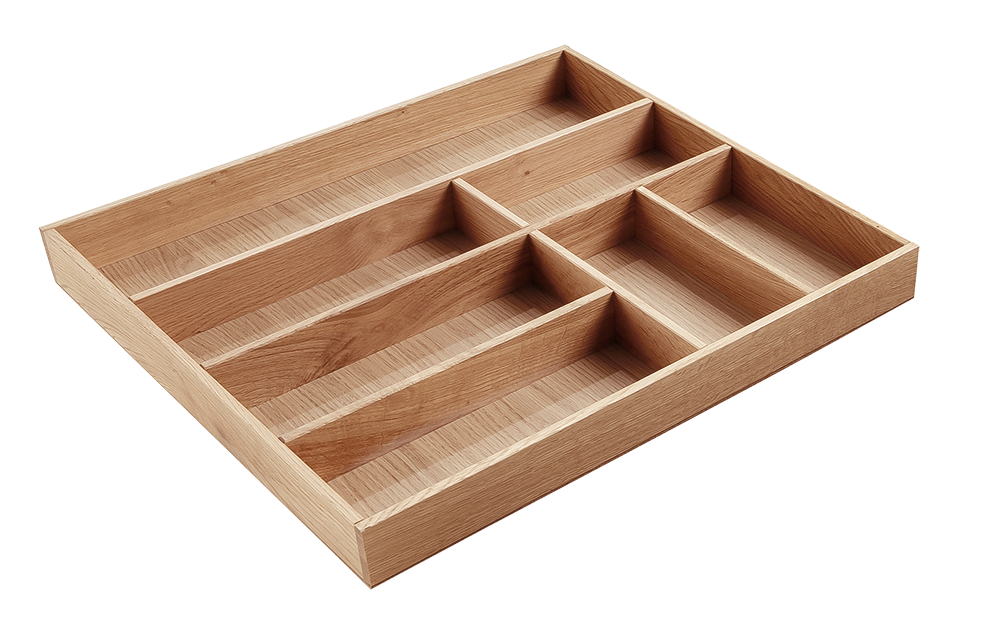 Besteckeinsatz - Massivholz - für Korpustiefe 56 cm und Schrankbreite 50 cm - Eiche-natur