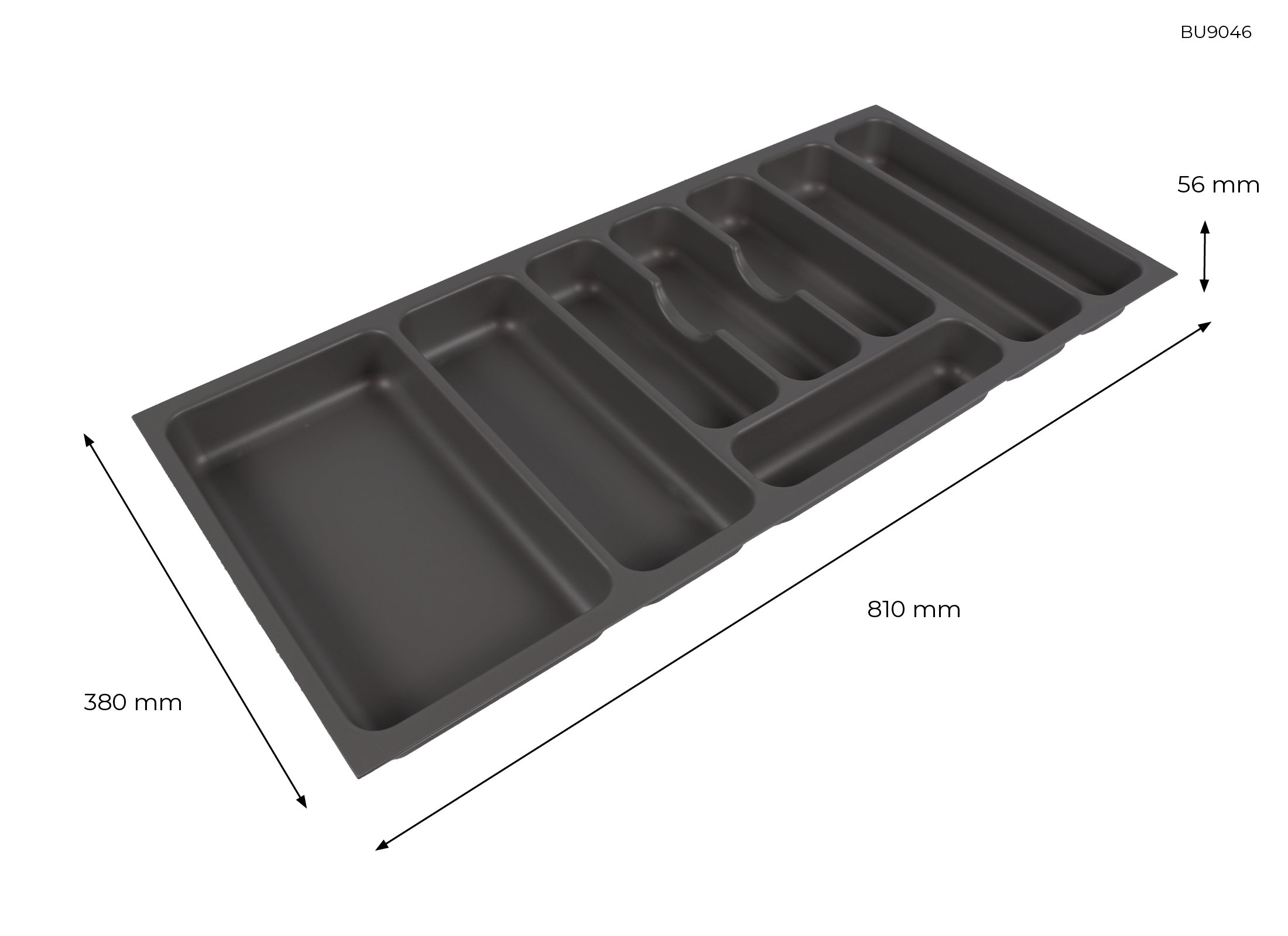 Besteckeinsatz - Kunststoff - für Korpustiefe 46 cm - Schrankbreite 90 cm | 90 cm