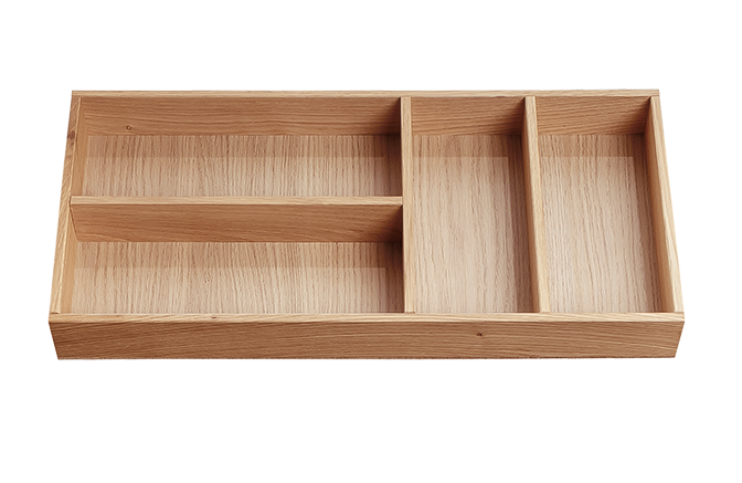 Besteckeinsatz - Massivholz - für Korpustiefe 56 cm und Schrankbreite 30 cm - Eiche-natur