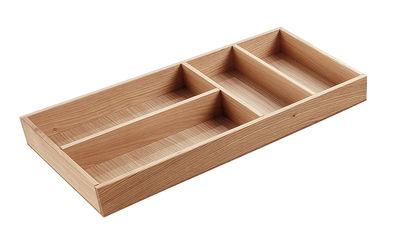 Besteckeinsatz - Massivholz - für Korpustiefe 56 cm und Schrankbreite 30 cm - Eiche-natur